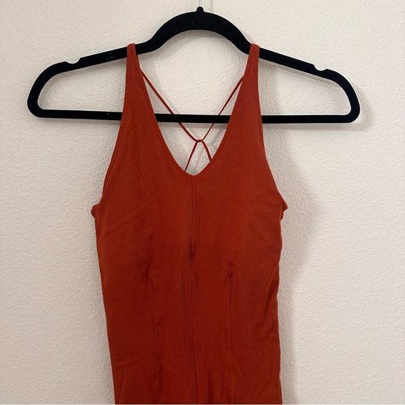 Nike Yoga Lux Jumpsuit Jumper Layered 7/8 Training Size XS rust orange red - Picture 6 of 13